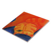 Schläfrige Orangenkatze Abstrakte Pastellfarben Fliese (Seite)