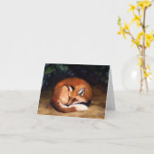 Schläfrige roter Fox-Kunst-Anmerkungs-Karte Karte (Gelbe Blume)