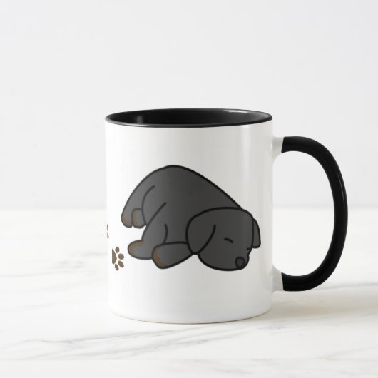 Schläfrige schwarze Labrador-Welpen-Tasse Tasse (Rechts)