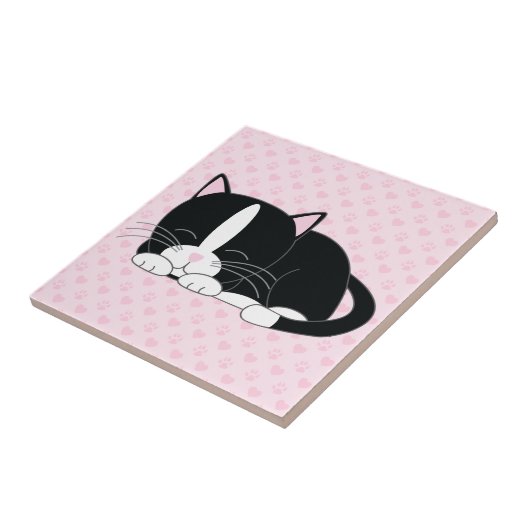 Schläfrige Smokings-Katze Fliese (Seite)