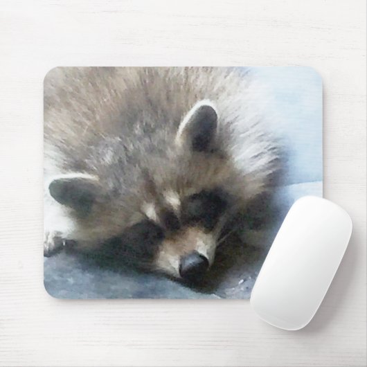 Schläfrige Waschbärjungs-Mausunterlage Mousepad (Mit Mouse)