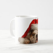 Schläfrige Weihnachtsbulldoggen-Tasse Kaffeetasse (Vorderseite Links)
