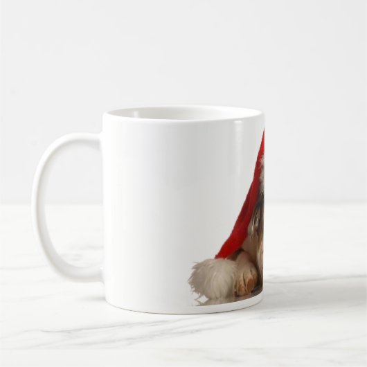 Schläfrige Weihnachtsbulldoggen-Tasse Kaffeetasse (Links)