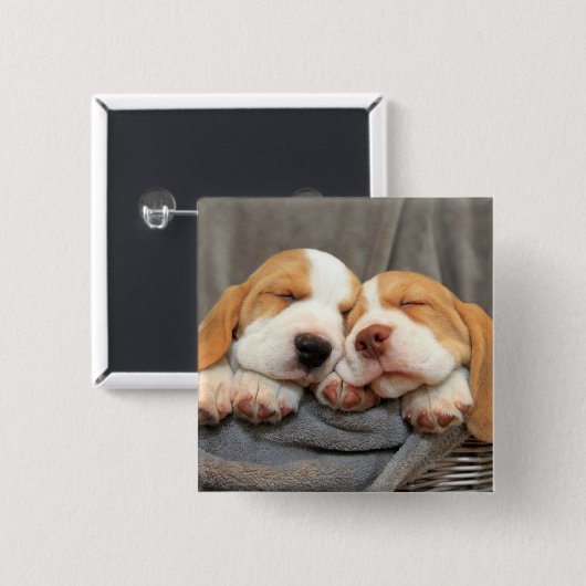 Schläfrige Welpen Button (Vorne & Hinten)