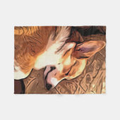 Schläfriger Corgi Fleecedecke (Vorderseite (Horizontal))