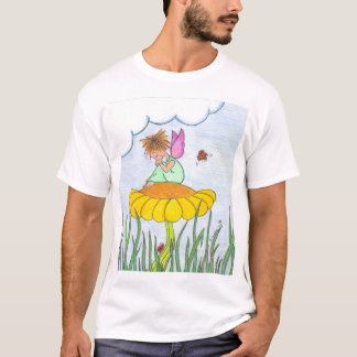 Schläfriger Engel auf Blumen-Shirt T-Shirt