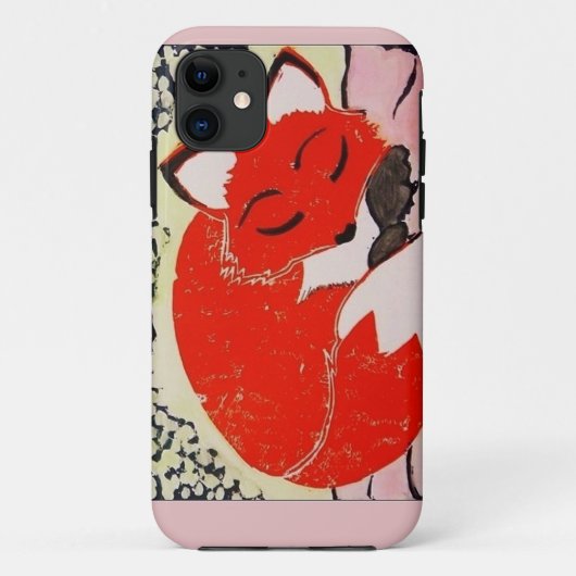 Schläfriger Fox iPhone 5/5s Fall mit weicher rosa Case-Mate iPhone Hülle (Rückseite)