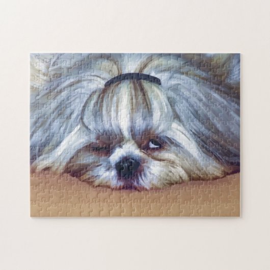 Schläfriger Hund Shih Tzu Puzzle (Horizontal)