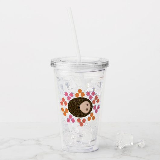 Schläfriger Igel und Blume Acryltrinkbecher (Vorderseite Ice)