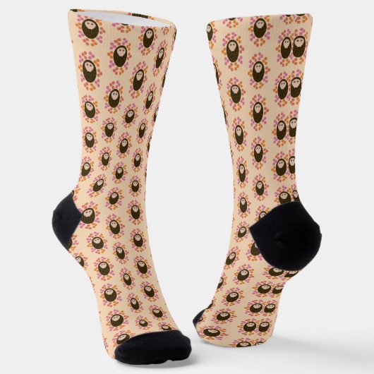Schläfriger Igel und Blume Gemustert Socken (Gewinkelt)