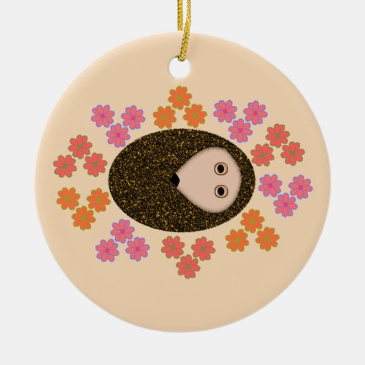 Schläfriger Igel und Blume Ornament (Vorne)
