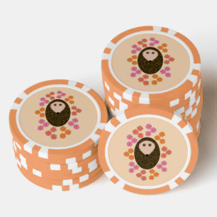 Schläfriger Igel und Blume Pokerchips