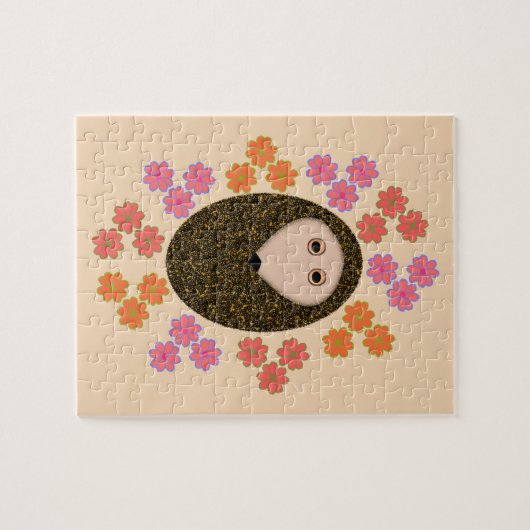 Schläfriger Igel und Blume Puzzle (Horizontal)