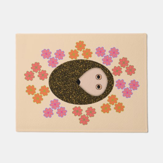 Schläfriger Igel und Blume Türmatte (Vorderseite)