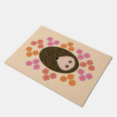 Schläfriger Igel und Blume Türmatte (Schrägansicht)