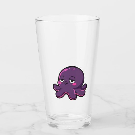 Schläfriger Lustiger Oktopus Glas (Vorderseite)