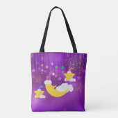 Schläfriger Mond u. Stern-lila Starry Himmel Tasche (Rückseite)