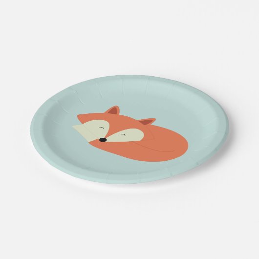 Schläfriger roter Fox Pappteller (Schrägansicht)