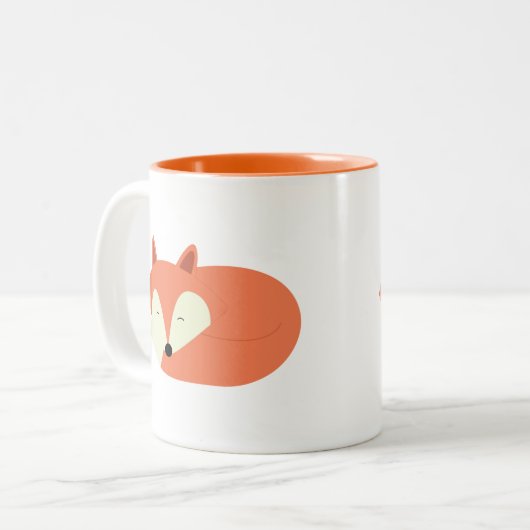 Schläfriger roter Fox Zweifarbige Tasse (Vorderseite Links)
