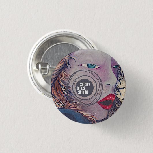 Schläfriger Vogel-Studio-Knopf 2 Button (Vorne & Hinten)