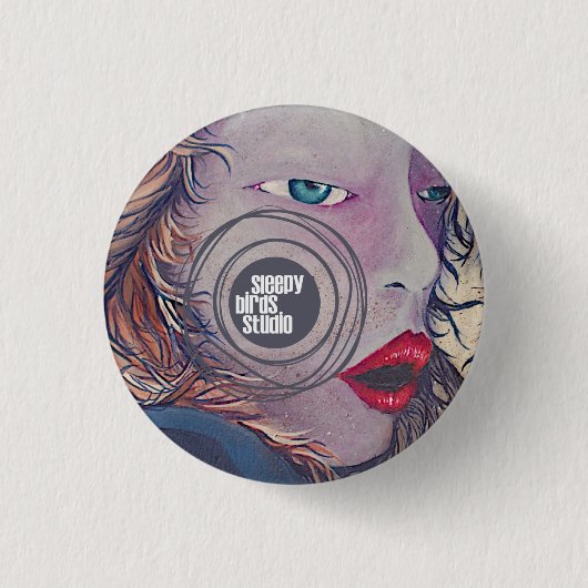 Schläfriger Vogel-Studio-Knopf 2 Button (Vorderseite)