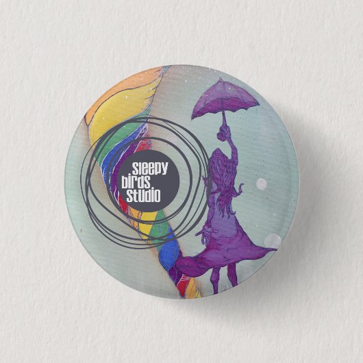 Schläfriger Vogel-Studio-Knopf 3 Button (Vorderseite)