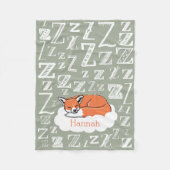 Schläfriger WaldFox Zzz, der personalisierte Name Fleecedecke (Vorderseite)