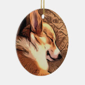 Schläfriger WaliserCorgi Keramik Ornament (Rechts)