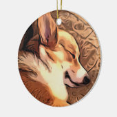 Schläfriger WaliserCorgi Keramik Ornament (Links)