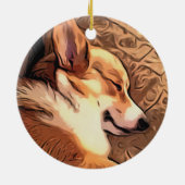 Schläfriger WaliserCorgi Keramik Ornament (Hinten)