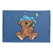 Schläfriger Zeit-Teddybär-blaue Nachtkappe Kissenbezug (Rückseite-Links)