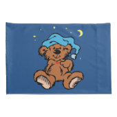 Schläfriger Zeit-Teddybär-blaue Nachtkappe Kissenbezug (Rückseite-Rechts)
