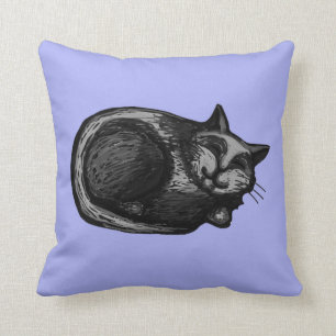 Schläfriges graues Katzen-Kunst-Singrün-Kissen Kissen