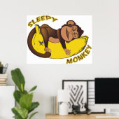 Schläfriges Monkey Poster (Heimbüro)