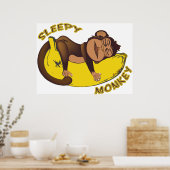 Schläfriges Monkey Poster (Küche)