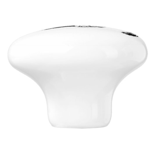 Schläfriges Schwarzweiss-Kätzchen der Katzen | Keramikknauf (Seitenansicht)