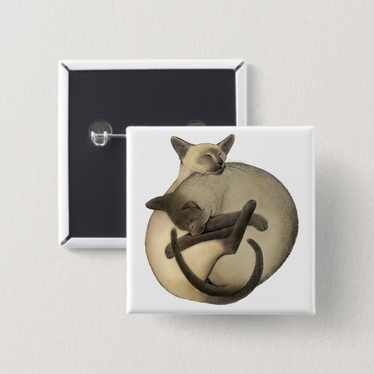 Schläfriges siamesisches Button (Vorne & Hinten)