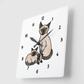 Schläfriges siamesisches quadratische wanduhr (Winkel)