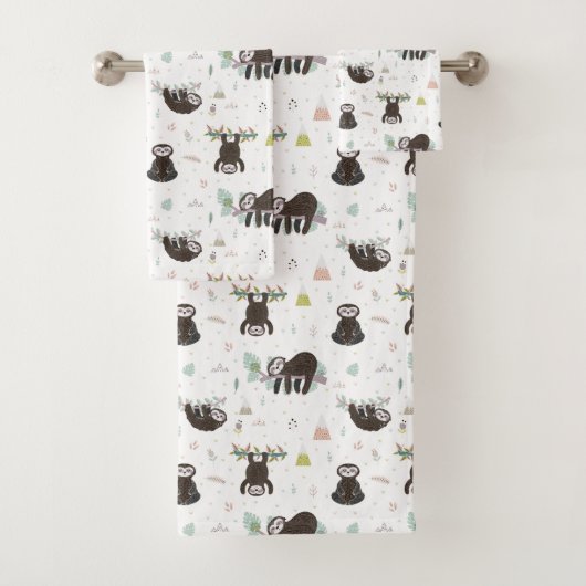 Schläfriges süßes Trägheits-Muster Badhandtuch Set (Insitu)