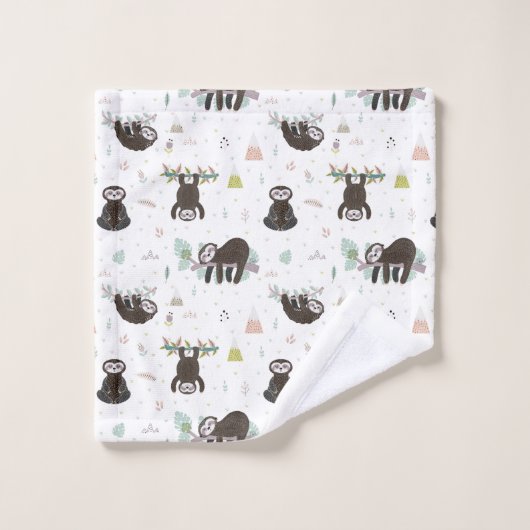 Schläfriges süßes Trägheits-Muster Badhandtuch Set (Waschlappen)