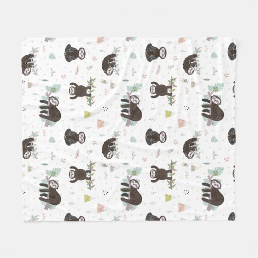 Schläfriges süßes Trägheits-Muster Fleecedecke (Vorderseite (Horizontal))