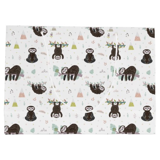 Schläfriges süßes Trägheits-Muster Große Geschenktüte (Rückseite)