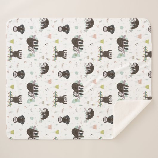 Schläfriges süßes Trägheits-Muster Sherpadecke (Vorderseite (Horizontal))