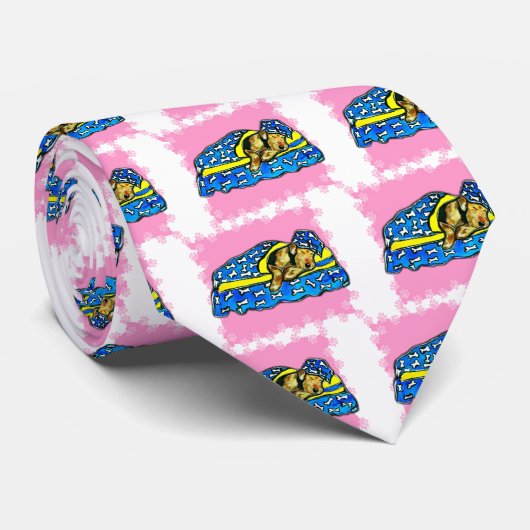 Schlafrosa Airedale Krawatte (Gerollt)