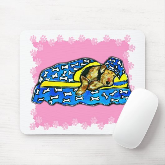 Schlafrosa Airedale Mousepad (Mit Mouse)
