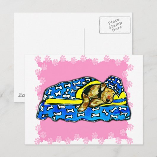 Schlafrosa Airedale Postkarte (Vorne/Hinten)