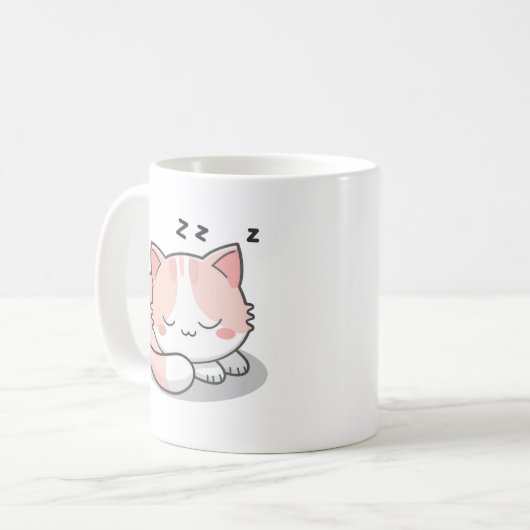 Schlafrosa Katze Kaffeetasse (Vorderseite Links)