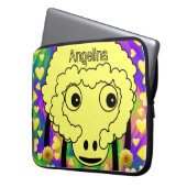 Schlafschaf-Gelbe Herzen Laptopschutzhülle (Vorderseite Links)