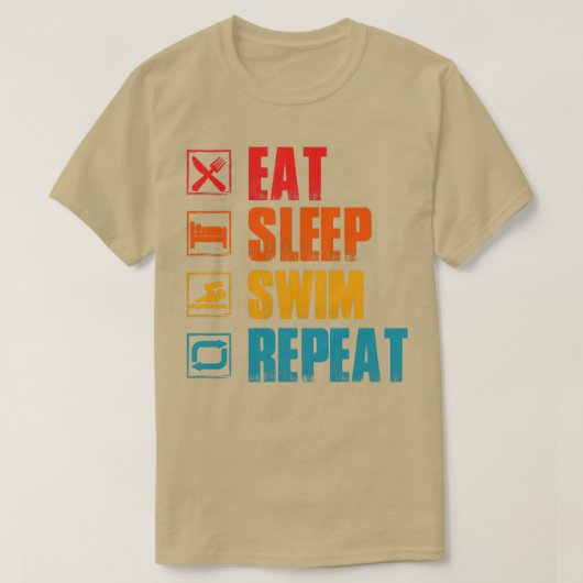 Schlafschwimmen essen wiederholen T-Shirt (Design vorne)