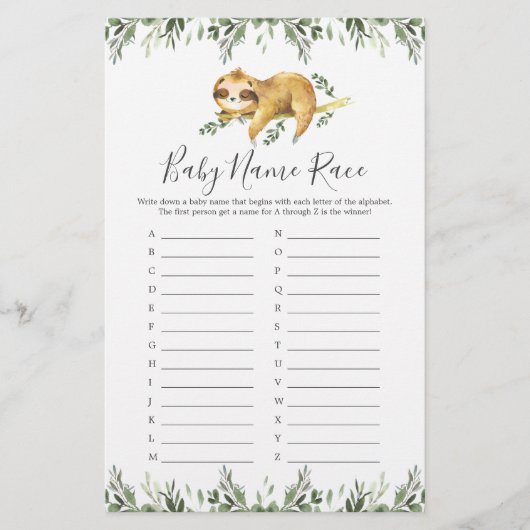 Schlafsessel Baby Dusche Name Rennspiel (Vorderseite)